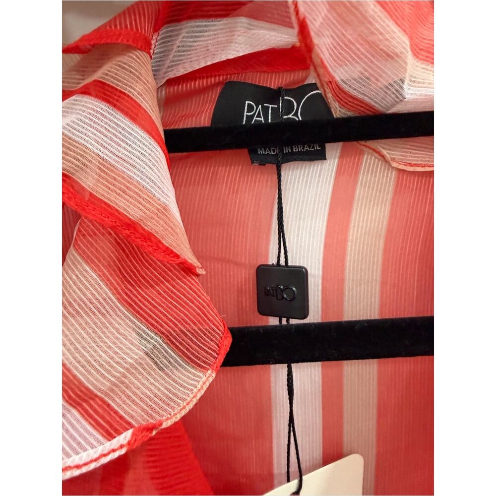 PatBO Red and White Striped Sheer Ruffle Robe Cover - Picture 7 of 10